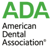 The image displays a logo with the word  ADA  prominently featured at the top, followed by the acronym  American Dental Association.  Below this, there s a graphic of a dental crown. The logo appears to be for an organization related to dentistry and is likely associated with the American Dental Association.